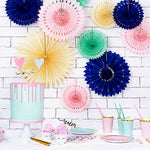 Pack 3 Rosetones Papel Azul Surtido 20-30cm