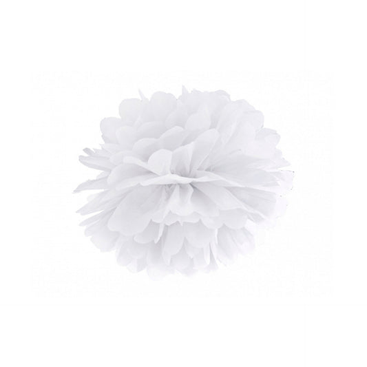 Pompom Papel Branco 25 cm