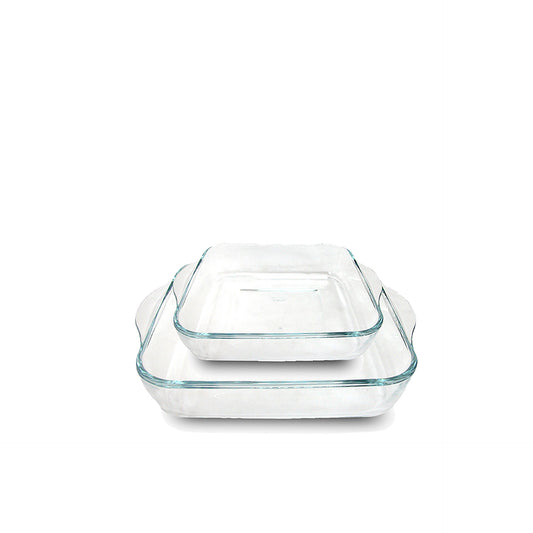 Borcam Conjunto 2 Travessas Quadradas Vidro para Forno