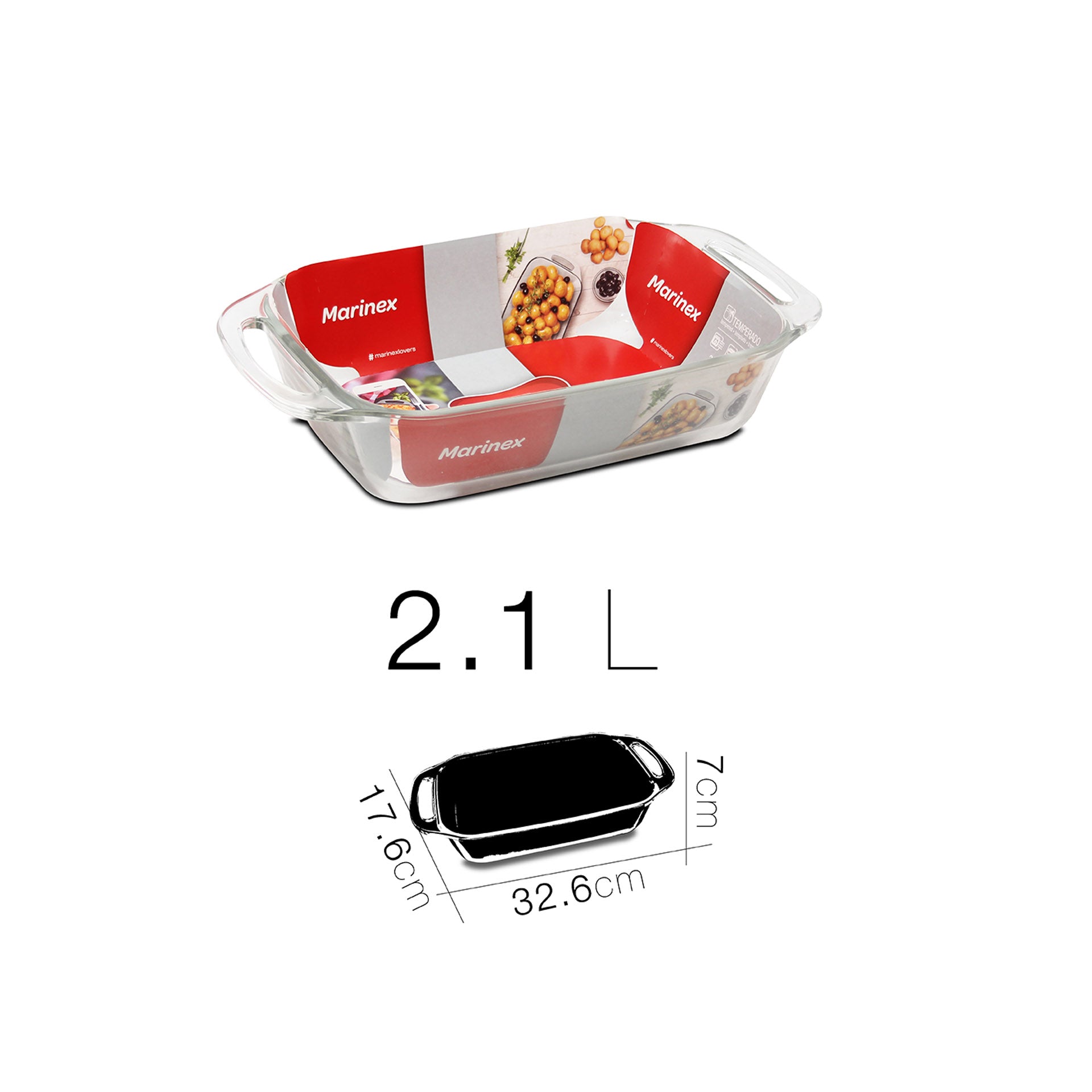  Marinex Bandeja rectangular para horno de vidrio, 1,6 litros,  vidrio : Hogar y Cocina