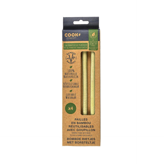 HKH Pack 4 Palhas Bambu com Escovilhão
