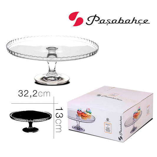 Pasabahçe Plato de Cristal con Pie 32.2 cm