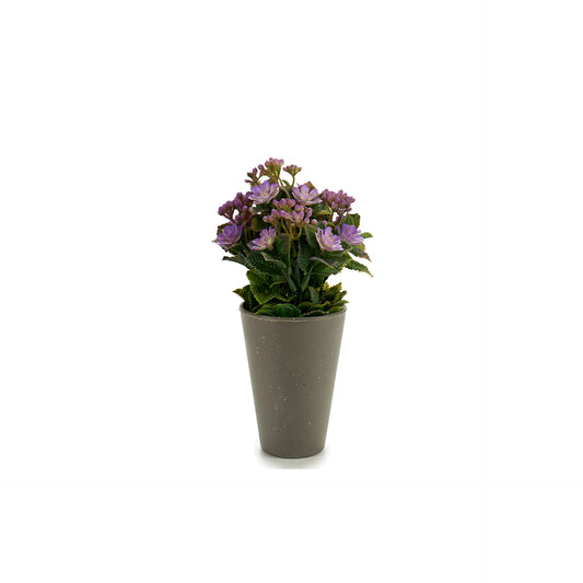 Vaso Cinza com Flor Artificial Bolinhas