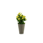 Vaso Cinza com Flor Artificial Bolinhas