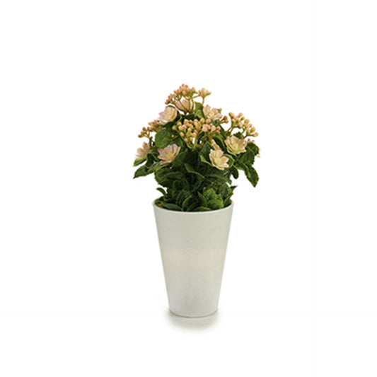 Vaso Branco com Flor Artificial