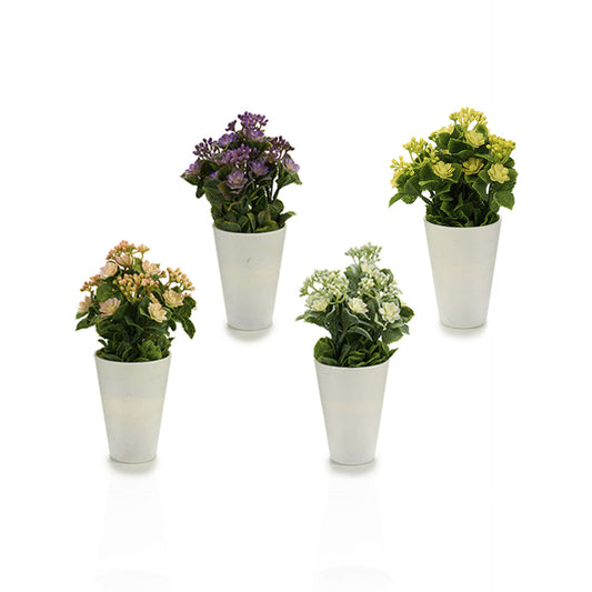 Vaso Branco com Flor Artificial