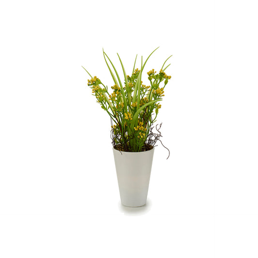 Florero Blanco con Flor Artificial