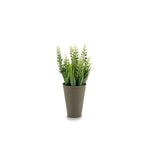 Florero gris con flor artificial larga