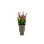 Florero gris con flor artificial larga