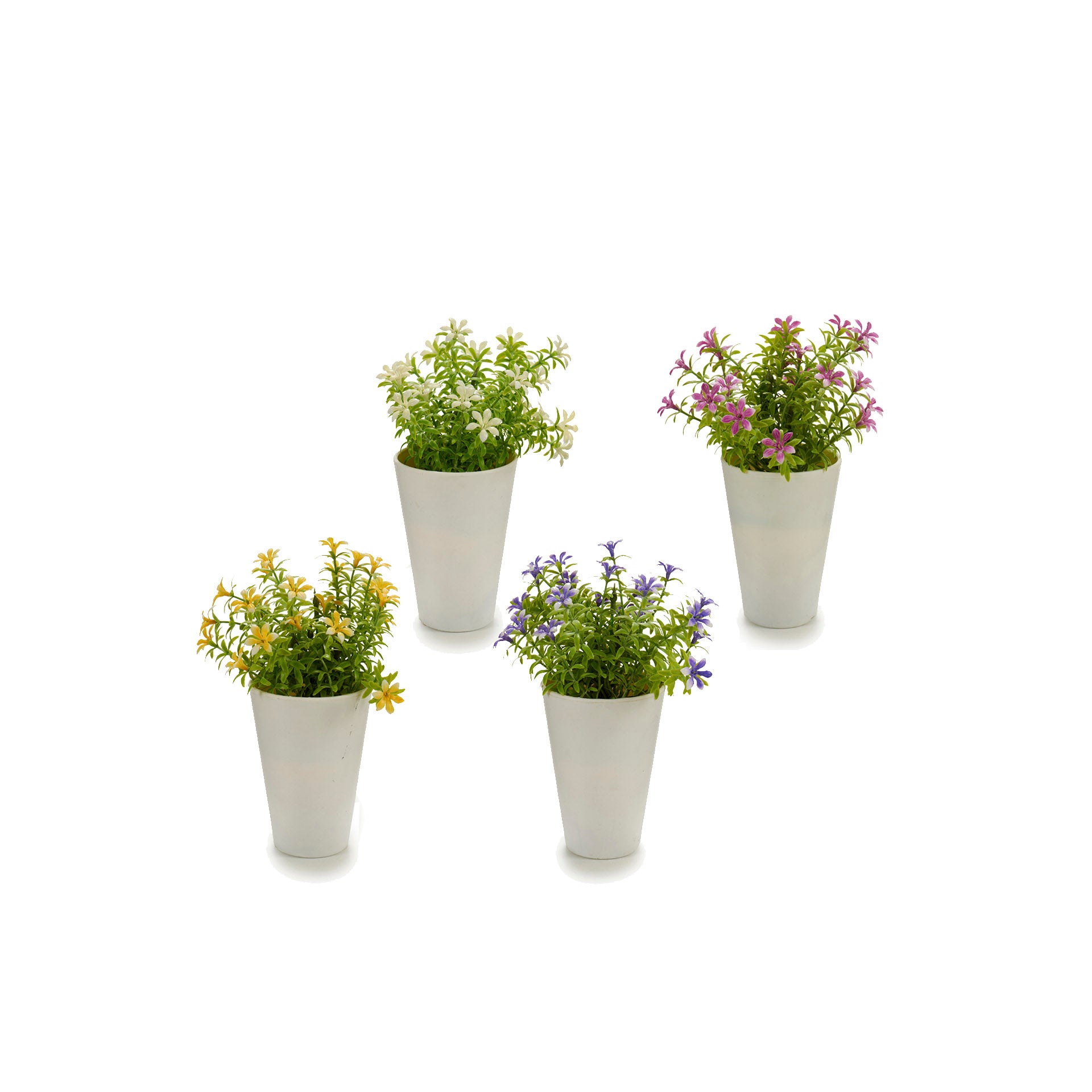 Florero Blanco con Flor Artificial 6 Pétalos