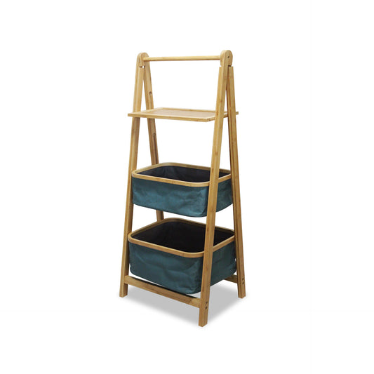Librería de bambú con 2 cestas