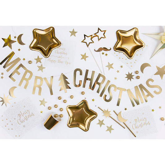 Banner Merry Christmas Dourado 1,5 m