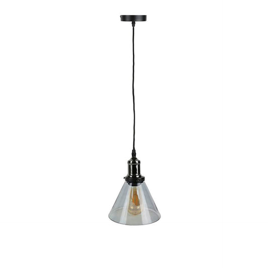 Candeeiro de Tecto Vidro Fumado Cinza Forma de Funil