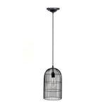 Candeeiro de Teto Metal Arame Preto Forma de Gaiola