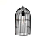 Candeeiro de Teto Metal Arame Preto Forma de Gaiola