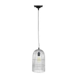 Candeeiro de Teto Metal Arame Prateado Forma de Gaiola