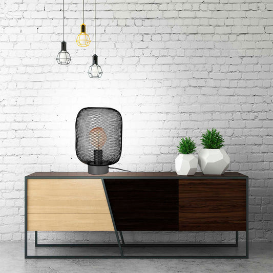 Candeeiro de Mesa Arame Preto 22 x 32 cm