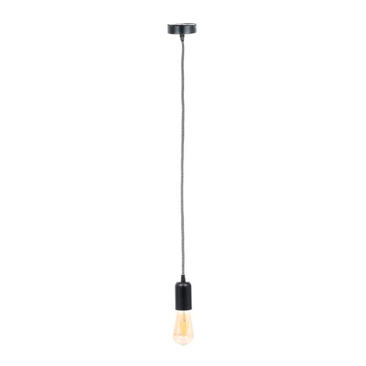 Candeeiro de Teto Preto com Cabo Preto e Branco
