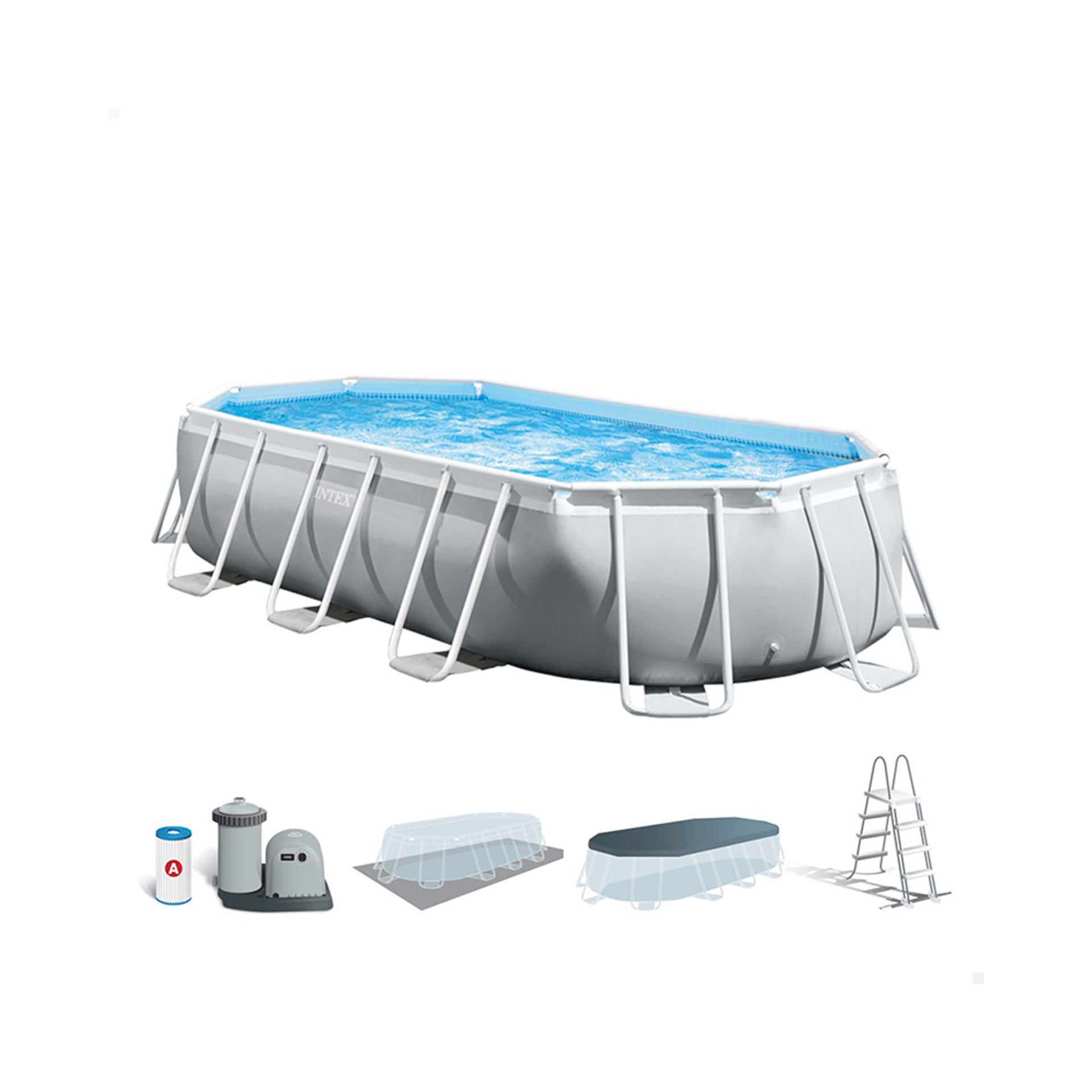 Piscina Intex Tubular Prisma Frame Ovalada con Bomba 13.365 L