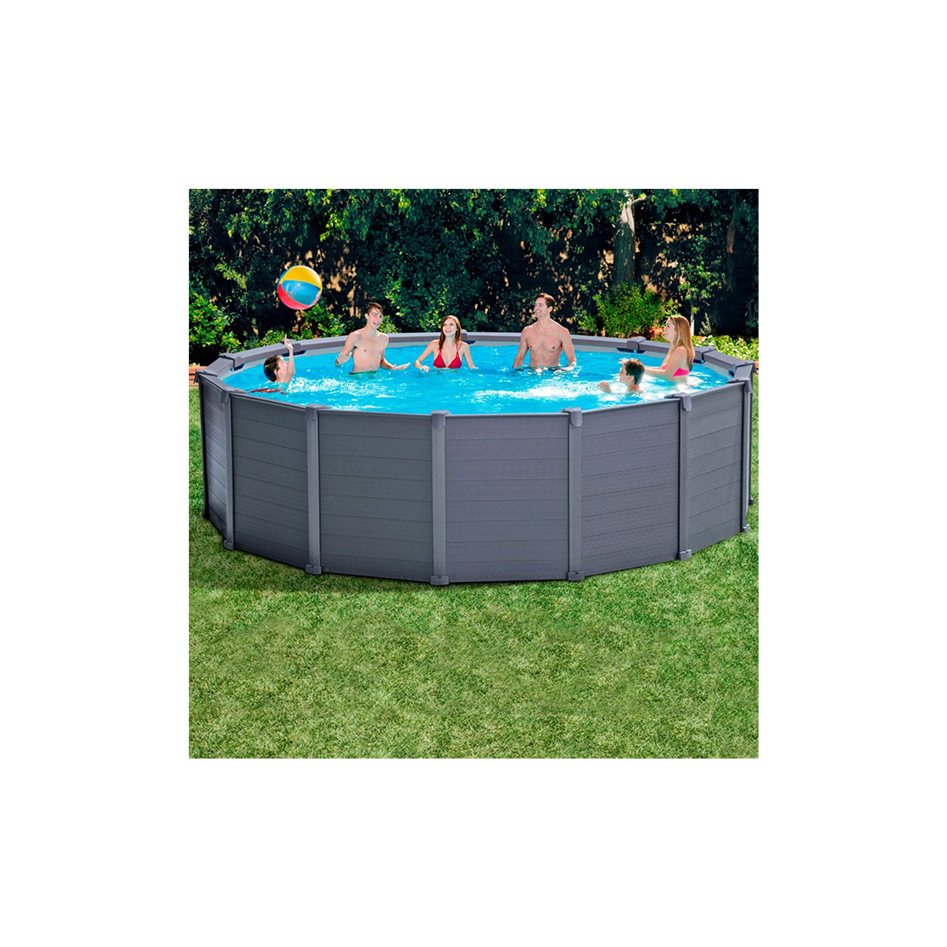 Piscina Tubular Abatible Intex Gris 16.500 L