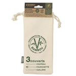 HKH Conjunto 3 Talheres Reutilizáveis Bambu com Bolsa