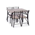 Conjunto Mesa + 4 Cadeiras Dobráveis Madeira e Metal Preto 70 x 74 x 110 cm