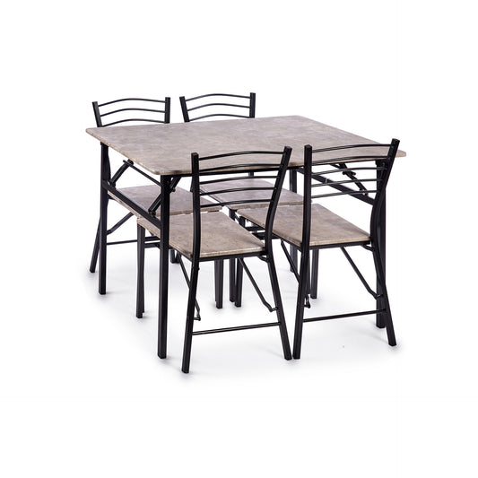 Conjunto Mesa + 4 Cadeiras Dobráveis Madeira e Metal Preto 70 x 74 x 110 cm