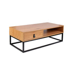 Mesa Baixa de Metal e Madeira com Gaveta Abbott