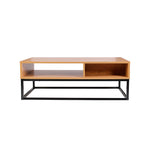 Mesa Baixa de Metal e Madeira com Gaveta Abbott