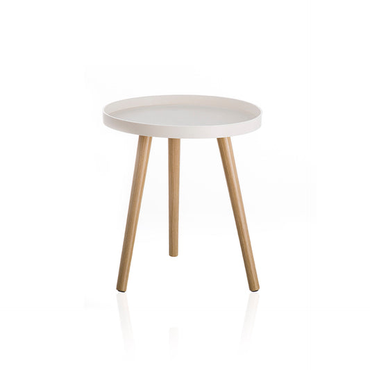 Mesa auxiliar de madera blanca