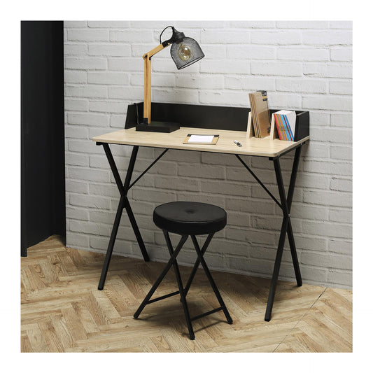 HKH Secretária Brice Cinza com Pernas Metal Preto