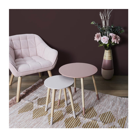 HKH Conjunto 2 Mesas de Apoio Bicolor Rosa