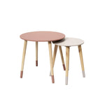 HKH Conjunto de 2 Mesas Auxiliares Rosa Bicolor