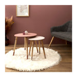 HKH Conjunto de 2 Mesas Auxiliares Rosa Bicolor