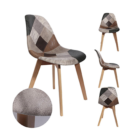 HKH Cadeira Escandinava Patchwork Cinza
