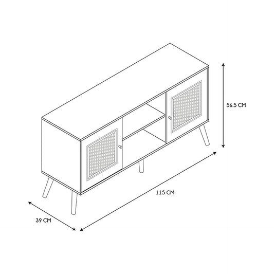 HKH Mueble TV de madera y ratán