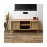 HKH Mueble TV de madera y ratán