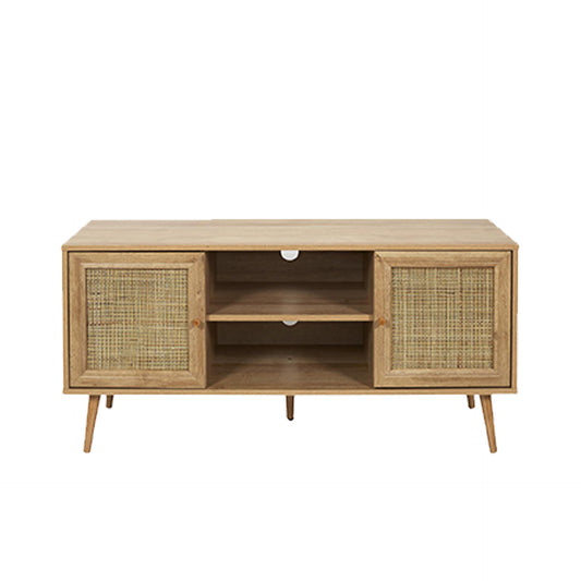 HKH Mueble TV de madera y ratán