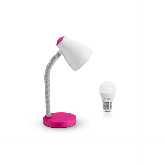 Aslo Candeeiro Secretária Rosa E27 15W + Lâmpada Led Esf E27 5W
