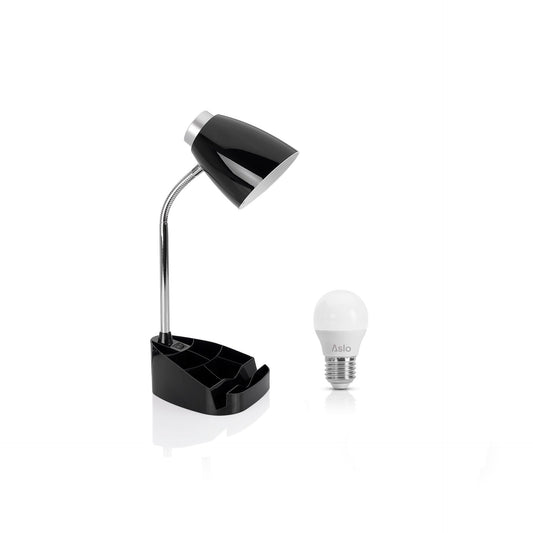 Aslo Candeeiro Secretária Preto com Suporte Multi-funções + Lâmpada Led Esf E27 5W 40