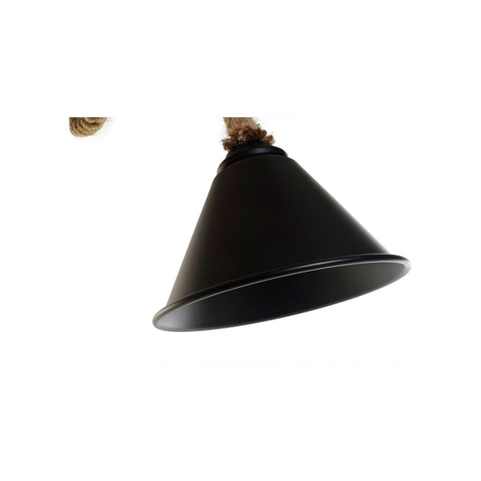 HKH Candeeiro de Teto Metal Preto com Corda