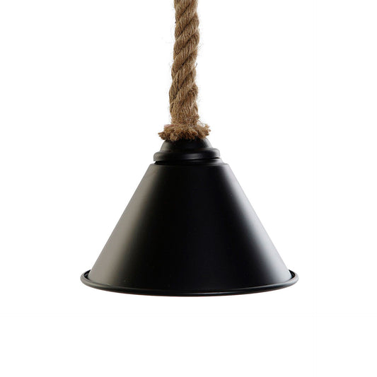 HKH Candeeiro de Teto Metal Preto com Corda