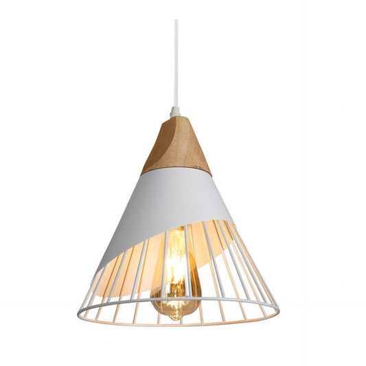 HKH Candeeiro de Teto Madeira e Metal Branco Arene