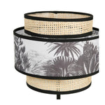 HKH Candeeiro de Mesa Efeito 2 Abatjours Palha e Tecido Ombrage