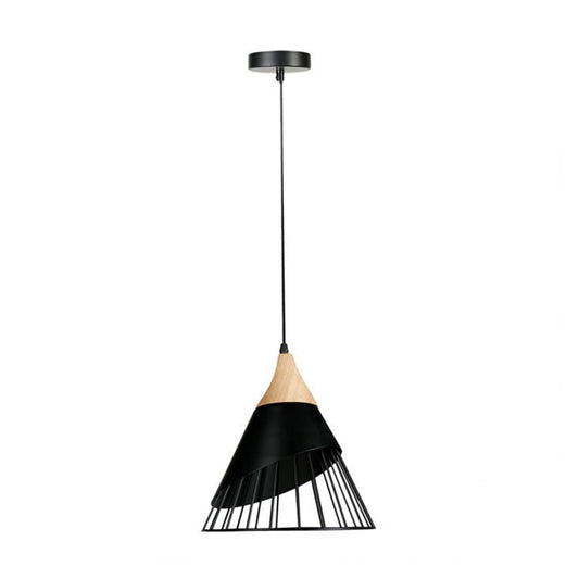 HKH Candeeiro de Teto Madeira e Metal Preto Arene