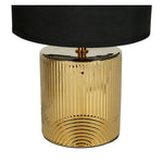 HKH Lámpara de mesa Base de cerámica Pantalla dorada Black Aya