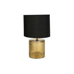 HKH Lámpara de mesa Base de cerámica Pantalla dorada Black Aya