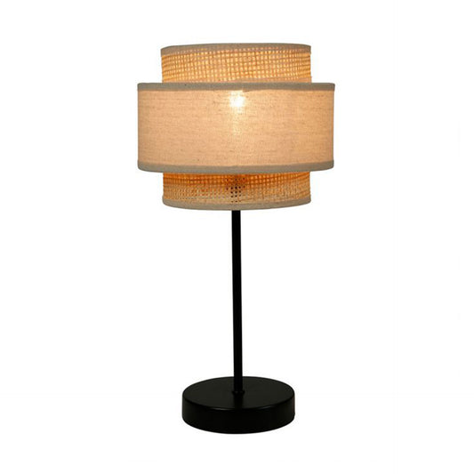 HKH Candeeiro de Mesa Pé Metal e Abatjour em Papel/Vime