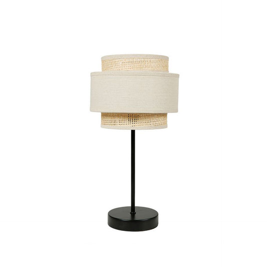 HKH Candeeiro de Mesa Pé Metal e Abatjour em Papel/Vime