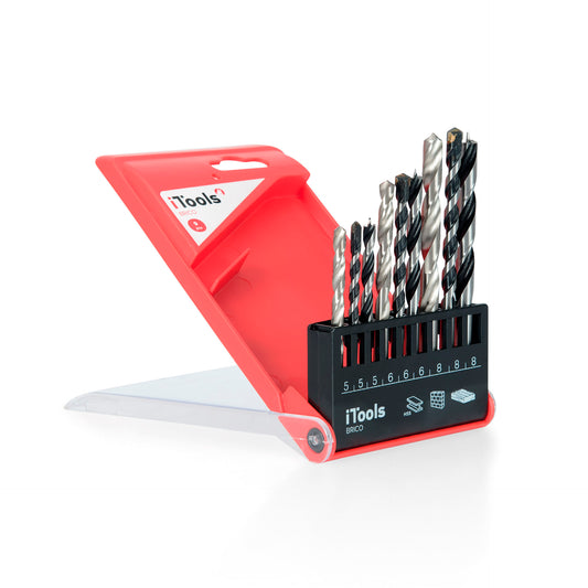 Itools Conjunto 9 Brocas hss + Pedra + Madeira (5, 6, 8mm)